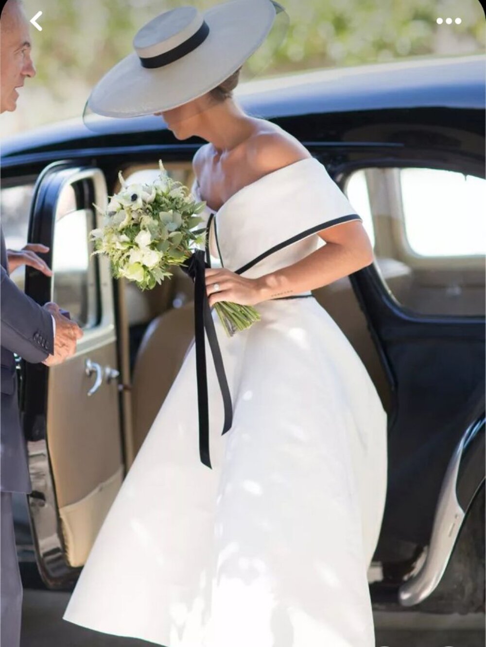Off-the-Shoulder Satin Tea-Length Dress With Satin trim